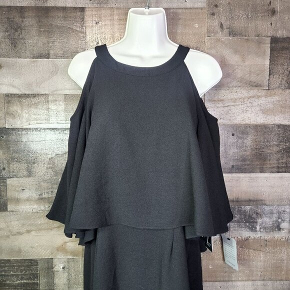 New Adrianna Papell Cold Shoulder Crepe Sheath Dress - Picture 2 of 11